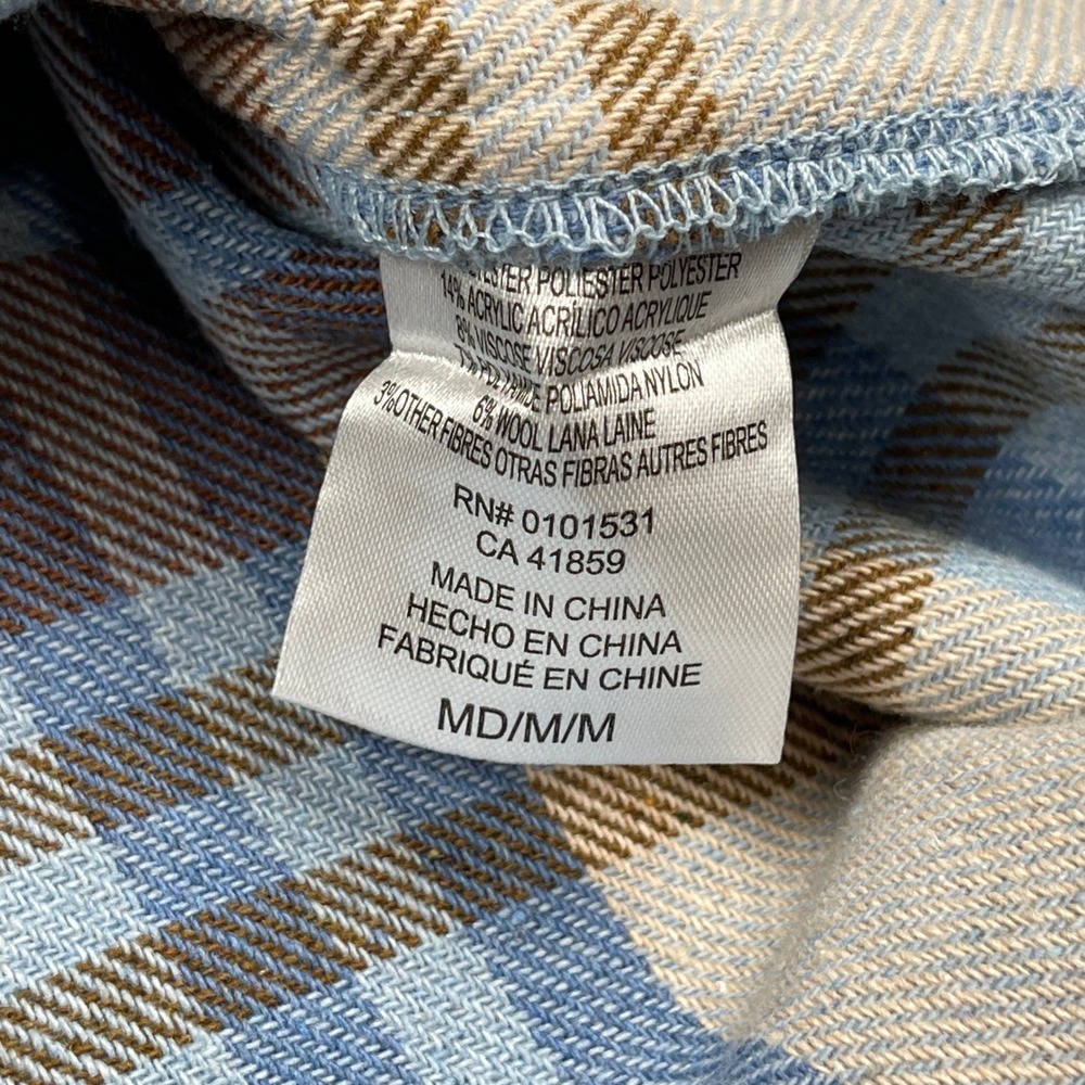 Ford Bronco Flannel Shirt Womens Small Blue Brown Plaid Graphic Back Shacket - Picture 9 of 12